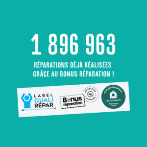 Affiche du Bonus Réparation permettant de bénéficier jusqu’à 60 € de réduction pour réparer ses appareils chez un réparateur QualiRépar